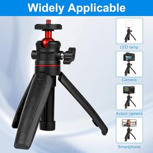 Mini Camera Tripod Selfie Stick Travel Tripod Compact Phone Holder, Black — view 5