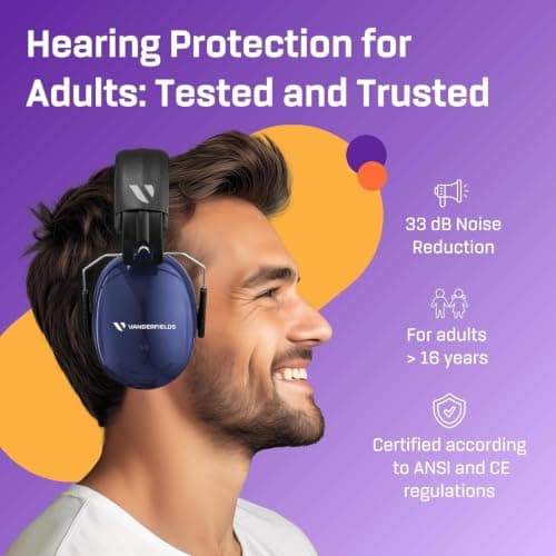 Vanderfields Adult/Teens Ear Defenders, Noise Cancelling, Marine Blue — view 2