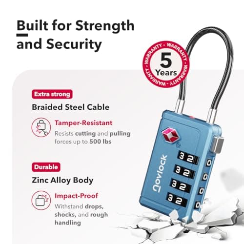 NovLock Suitcase Locks, TSA Approved Luggage Locks, 4-Digit Travel Padlocks — view 4