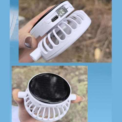 Solar Powered USB Rechargeable Cooling Hat for Travel, Black — view 4