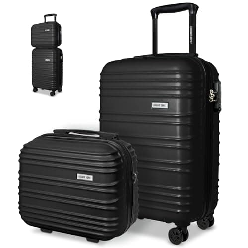 Luggage Depot 2 Piece Suitcase Set, Cabin Travel, TSA Lock, ABS Black