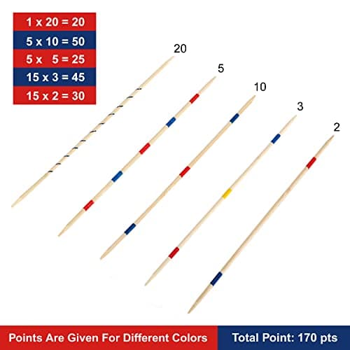 Gonoelec 41 Piece 12 Inch Bamboo Pick Up Sticks Game Classic Table Game Fun Family Board Game Gift for Adults and Kids — view 4
