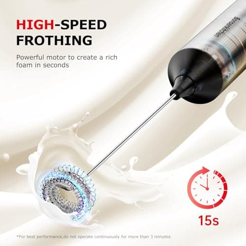 Bonsenkitchen USB Rechargeable Stainless Steel Electric Milk Frother,MF8713 — view 5