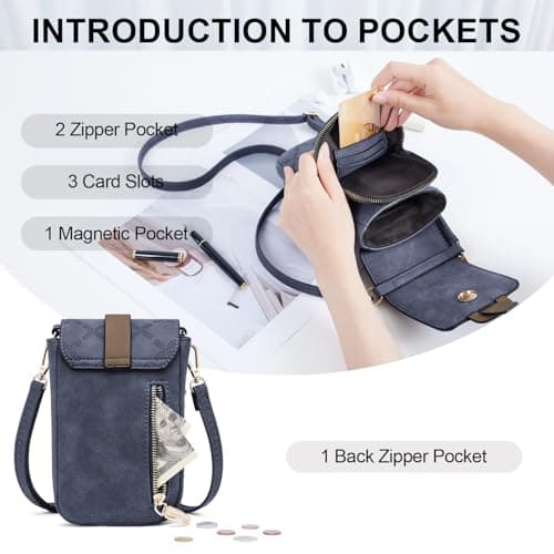 MUIIKOLA Small Phone Shoulder Bag,Women's RFID Blocking Large Capacity Phonebag Vegan Leather, Wallet with Card Slots, Adjustable, Removable Shoulder Strap, For Cell Phones up to 6.9" — view 4