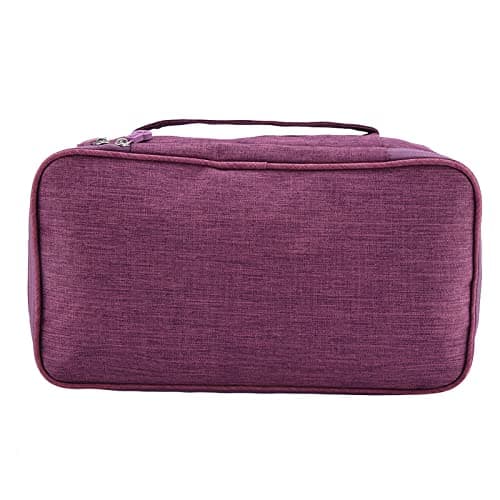 AKLOSIPY Portable Travel Storage Underwear Bra Socks Bag USB Cable Tech Accessory Case – Compact .5” X .5” X 3.” Multi-Compartment Packing Pouch for Women Men Digital Nomads Gym Business (Purple) — view 4