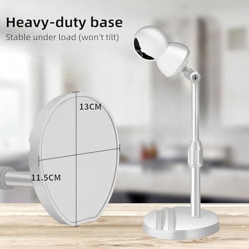 White No Drill Desktop Security Camera Mount - Telescoping Bracket with 3-in-1 Phone Holder Base for Surveillance IP Camera, Arlo, Wyze, Live Streaming Devices, 1/4" Screw — view 6