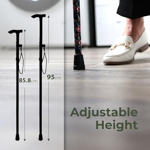 DIVCHI Folding Walking Sticks, Adjustable Height And Portable Collapsible Balancing Ladies Walking Aid, Travel Walking Cane for Women & Men Elderly Adults & Disabled (Walking Stick Mini Floral) — view 5