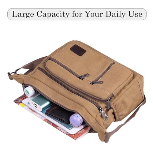 BOMKEE Canvas Crossbody Messenger Bags Vintage Shoulder Satchel Bag — view 3