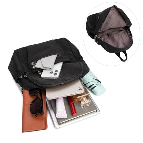 Ecohaso Women's Fashion Backpacks, Small Backpacks for Women Mini Nylon Waterproof Anti Theft Rucksack Women Travel Handbag (Black) — view 6