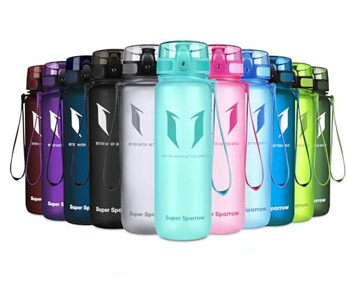 Super Sparrow Sports Water Bottle - 500ml - Non-Toxic BPA Free & Eco-Friendly Tritan Co-Polyester Plastic - For Running, Gym, Yoga, Outdoors and Camping