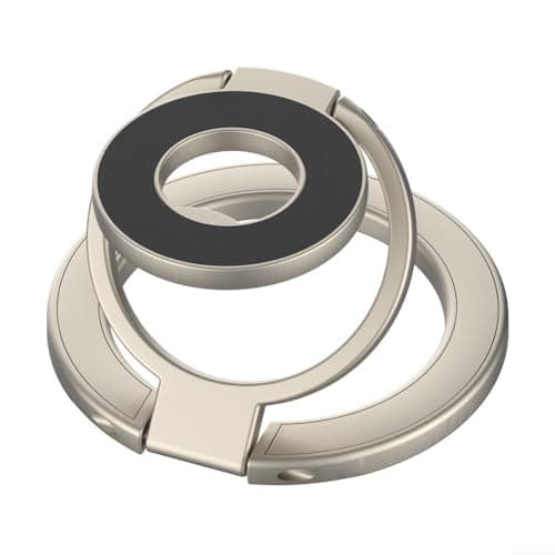 Metal and Silicone Adjustable Holder Ring with Dual Grip for Smartphones, Compatible with Car Magnetic Mount, Secure Laptop for Gym and Driving,Gold