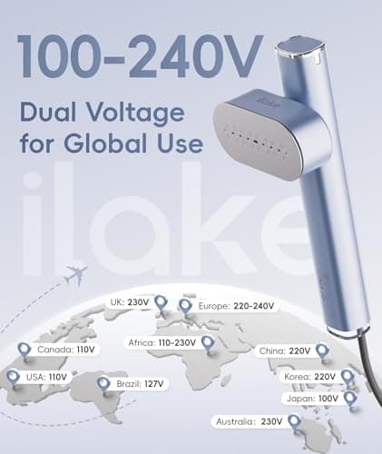 Travel Steamer for Clothes, 100-240V Dual Voltage Portable Garment Steamer, 1000W Travel Size Handheld Steam & Iron 2 in 1, for Global & Europe Travelling, Business, Home (Silver) — view 2