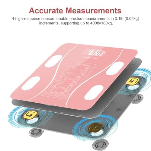 Smart Body Fat Scale Rechargeable,Body Composition Monitor with App,Pink — view 2
