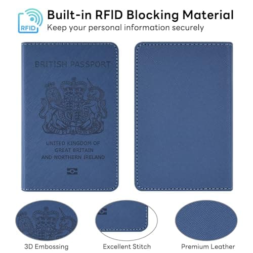 YAVIV Passport Holder for Women&Men，Travel Wallet RFID Blocking-Blue — view 2