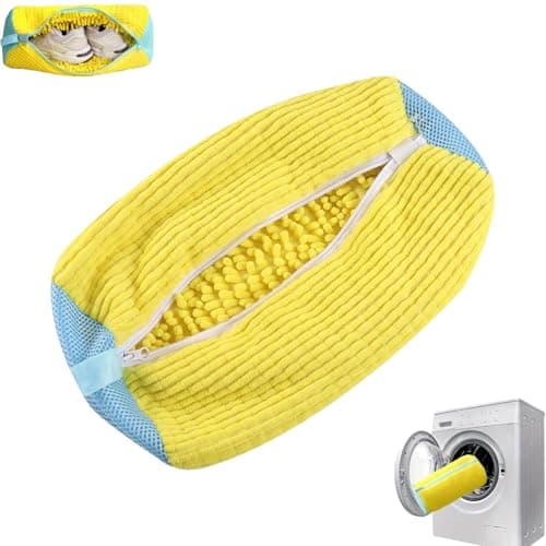 Shoe Washing Machine Bag, Trainer Washing Bag Reusable, Protective Shoe Wash Bag for Washing Machine & Dryer, Microfiber 360° Cleaning Laundry Bag for Trainers(Yellow