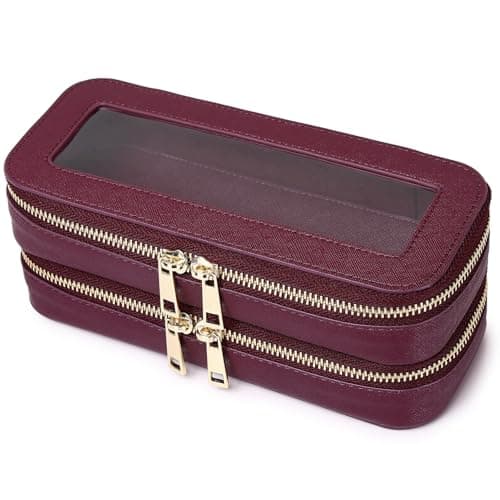 Pinkmik Makeup Brush Case Clear Travel Cosmetic & Toiletry Bag Small Makeup Bag with Zipper Purse Organizer for Women