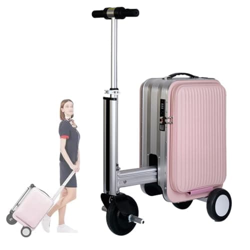 Pnpaea Rideable Suitcase,Electric Rideable Suitcase,Smart Electric Suitcase with USB Charging and TSA Lock,20L Carry-On Luggage,with Telescopic Handle,forBusiness Gifts Silver-Stripes