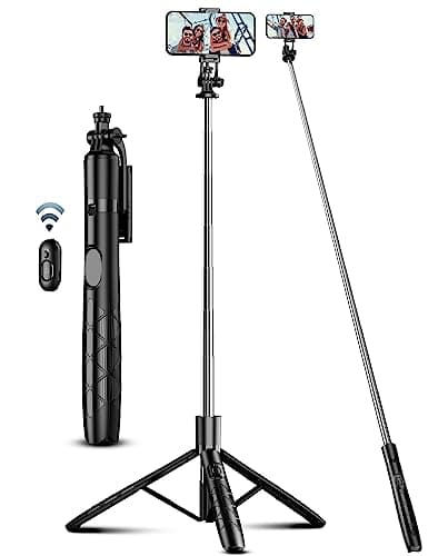 71" Phone Tripod & Selfie Stick, All in One Extendable Cell Phone Tripod with Wireless Remote, Travel Tripods Stand for iPhone 360° Rotation Compatible with iPhone Android, Camera