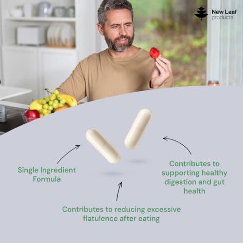 Activated Charcoal Capsules - 120 High Strength Activated Charcoal Tablets Alternative - 1040mg Per Serving, Helps Reduce Excessive Flatulence After Eating - Made in UK By New Leaf — view 2