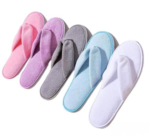 HOT BARGAINS 10 Pairs Flip Flops Spa Slipper with Luxurious Colours Spa Toweling Hotel Slippers Toe Terry Type Spa Slippers (GREY, UK Footwear Size System, Adult, Women, Numeric, Medium, 9) — view 6