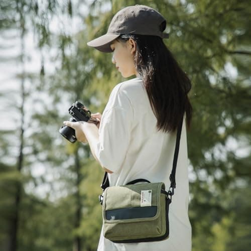 Besnfoto Camera Bag Small Mirrorless Camera Shoulder Bag Purse Waterproof Canvas Cute DSLR SLR Messenger Bag Case for Women and Men — view 6