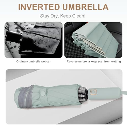 Zeproage Inverted Umbrella, Reinforced Canopy with Reverse Folding, Auto Open & Close, UV Protection, Windproof, Reflective Strip, 10 Rib Aluminum Frame, for Car & Travel Use — view 3