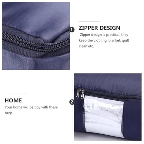 PACKOVE Quilt Storage Bag Large 60x40x33cm Fabric Zipper with Handle Navy — view 6