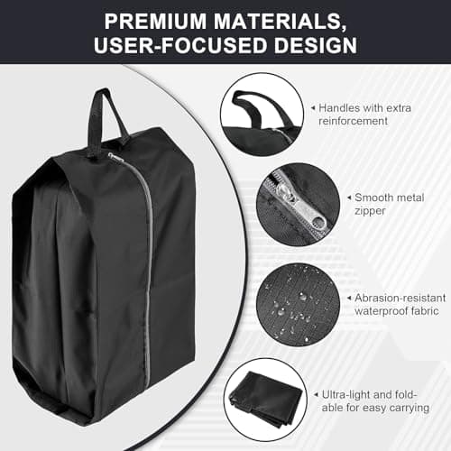 Shoe Bags for Travel, 4 Pack Extra Durable Travel Shoe Bags for Storage and Packing, Reusable Water-proof Shoe Bag with Smooth Zipper, Portable Travel Essentials, White, Simple — view 3
