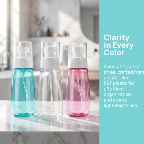 Meralo 3 Pack Small Travel Spray Bottle 100 ml, Fine Mist Spray Bottles for Toiletries, Refillable Clear Plastic Mini Water Mister for Face Skincare Hair and Cleaning (60ml) — view 6