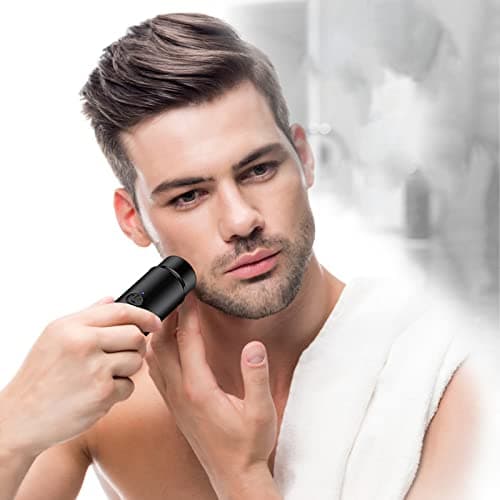 Peixiong Mini Electric Shaver, Portable Rechargeable Rotary Men's Razor, Waterproof Electric Pocket Shaver, Black — view 4