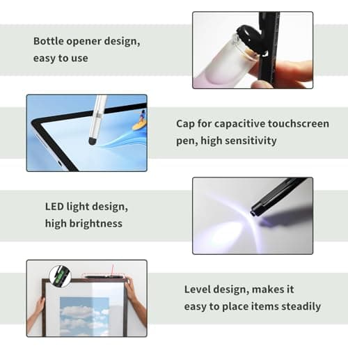 Zquqwa 9 in 1 Multi Tool Pen, Multi Tool Pen for Handyman, Practical Gifts, Birthday Gifts Cool Gadgets for Dad Husband Boyfriend Stocking Fillers, Aluminum Ballpoint Pen with Screwdrivers Flashlight — view 4