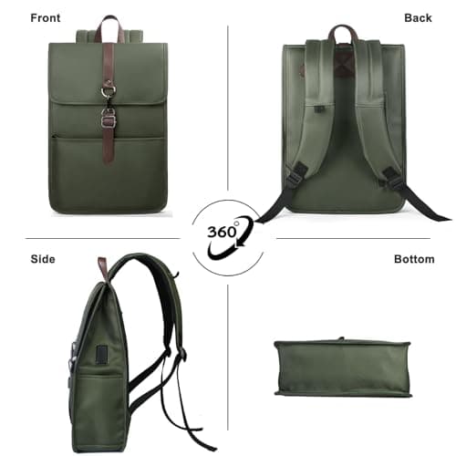 HEROIC KNIGHT Anti-Theft 15 Inch Laptop Backpack, USB Charging Port-Green — view 5