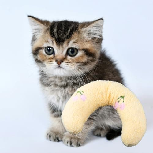 Thyonta Cat Comfort - Pillow for Cats U-Shaped Plush Toy & Catnip Pillow Soft Fluffy Pet Calming Toy for Sleeping, Resting, Playing (Sunny Yellow) — view 4