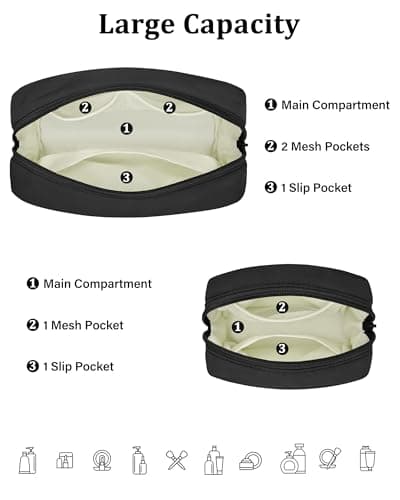 oscaurt Large Makeup Bag Toiletry Bag Set Travel Wash Bag Cosmetic Organiser for Women Waterproof Make Up Case with Compartments Gifts for Women Girls — view 3