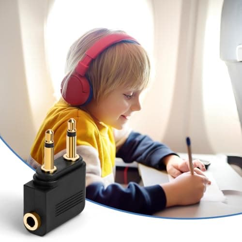 AXFEE 2PC Airplane Flight Headphone Adapters(Gold Plated 3.5mm,Black) — view 6