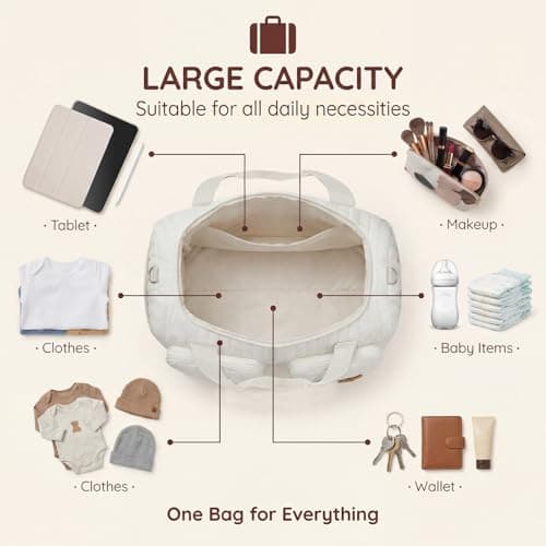 GWCYMYD Large Baby Hospital Bag, Baby Changing Bag, Soft Maternity Bags with Cotton Padding & Multiple Pockets Essential Nappy Bags for Mum, Lightweight Travel Overnight Holdall Shoulder Strap(White) — view 6