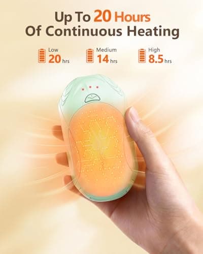 BOSONER Electric Hand Warmers Rechargeable: 2 Pack 6000mAh USB Hand Warmer Reusable - Portable Pocket Heater Electronic Handwarmers - Tech Gifts for Women Men (Apple green, One Size) — view 4