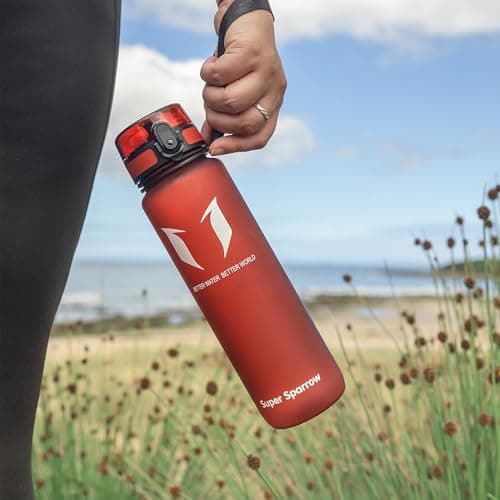 Super Sparrow Sports Water Bottle - 1000ml - Non-Toxic BPA Free & Eco-Friendly Tritan Co-Polyester Plastic - For Running, Gym, Yoga, Outdoors and Camping — view 5