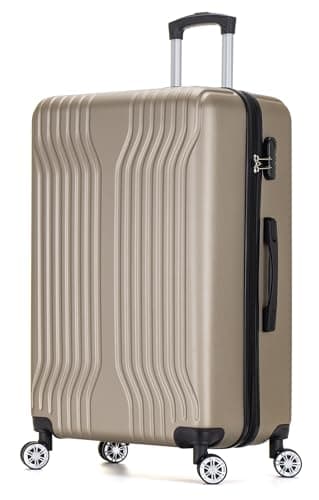 DK Luggage 24" Medium Hard Shell Suitcase 4 Wheel Spinner ABS25 (Gold, 24" Medium)