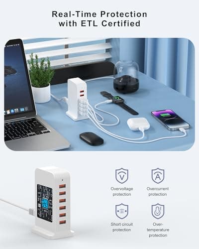 6 Port USB Charging Station 50W, Multi USB Charger Tower — view 4