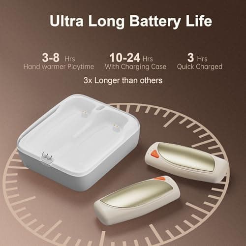 COTOP Hand Warmers Rechargeable 2 packs with Charging Case, Gifts for Men Women,14000mAh Up to 36 hours Reusable Electric Hand Heater, Quick Charge Portable Warmers for Outdoors, Camping, Inky-Yellow — view 4