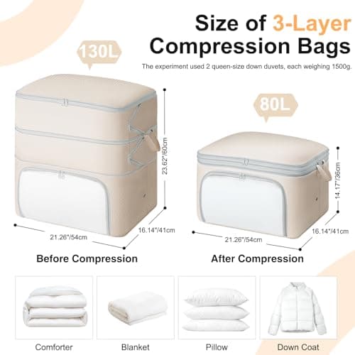 DIMJ Compression Duvet Storage Bags - 260L Self Compress Bedding Box — view 2