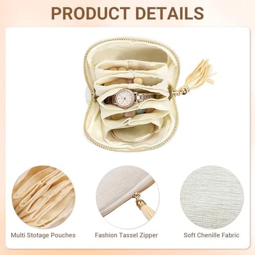 Lesbyit Travel Jewellery Organiser, Chenille Jewellery Pouch with Zipper — view 3