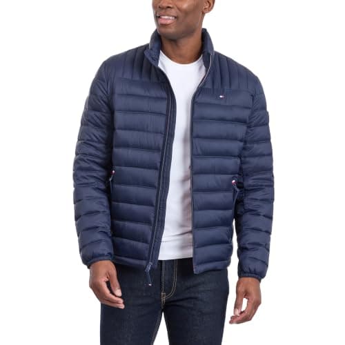 Tommy Hilfiger Men's Ultra Loft Lightweight Packable Puffer Jacket (Standard and Big & Tall) Down Alternative Coat, Midnight, L — view 6