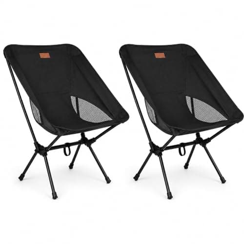 HomlyPro Folding Camping Chair, Pack of 2 - Compact & Lightweight Outdoor Chair for Adults, Comfortable Sitting, Ideal for Garden, Beach, Picnic, and Adventures (Black)