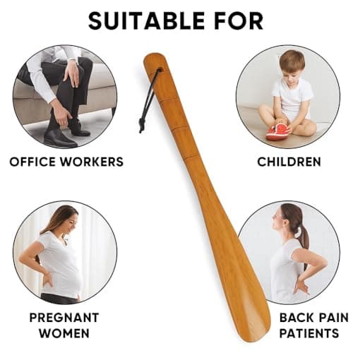 HIFSA Wooden Shoe Horn 33 Cm Long Lazy Shoe Horn Comfortable Shoe Lifter Suitable for Seniors Kids Boots Men Women Elderly Pregnancy Boots Tennis Shoehorn Accessories (50 cm) — view 2