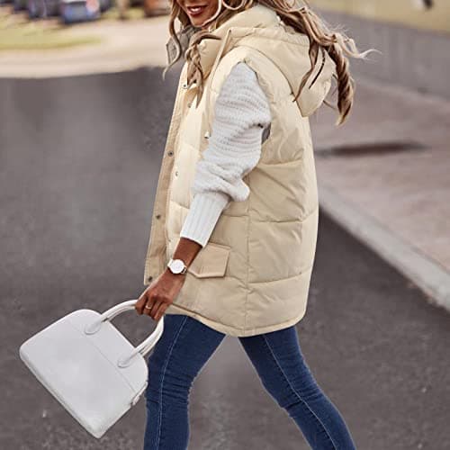 Cocila Women's Gilets and Bodywarmers Womens Sleeveless Down Vest Packable Jacket (Beige, S) Borg Gilet for Women UK Ladies Waistcoats Walking Pink Leather Country Rose Clothes Padded Thermal — view 2