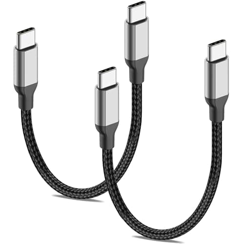 Short USB C to USB C Charger Cable Fast Charging 2 Pack 15CM 60w, Nylon Braided Short USBC to USBC Cable PD Fast Charge 0.5ft USB-C Charger Lead 15 CM for iPhone 17/16/15 iPad Samsung Power Bank
