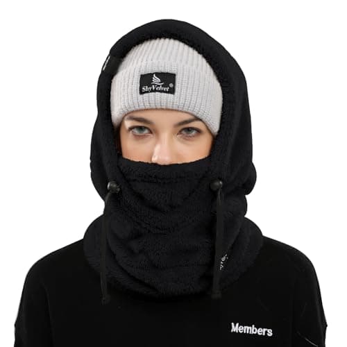 Shy Velvet Thermal Balaclava Unisex Wind-Resistant Ski Mask Fleece Cycling Motorcycle Balaclava Men Face Coverings Women Cold Weather Face Mask Female Black — view 2