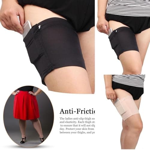 Thigh Sock Strap - 68cm Thicken Garter | Spandex Non-Slip Concealed, Hidden Thigh Wallet With Pockets For Phone Cash And Cards Breathable Security Purse For Travel Weddings And Party — view 2